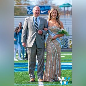 Champagne Fully Beaded Sherri Hill Strapless Dress